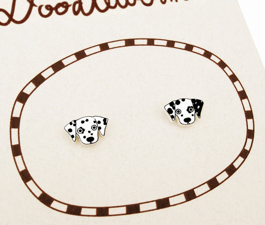 Tiny Dalmatian Stud Earrings | Spotted Dog Jewelry | Hypoallergenic Jewelry