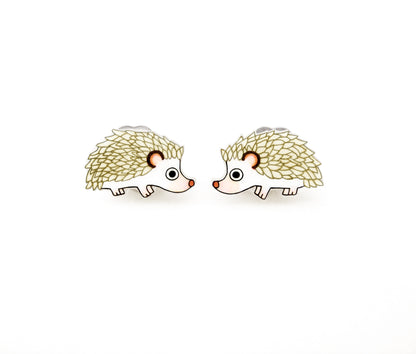 Tiny White Hedgehog Stud Earrings | Hypoallergenic Pet Jewelry