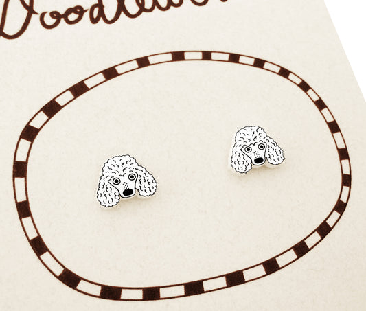 Tiny White Poodle Stud Earrings | Hypoallergenic Unique Dog Jewelry