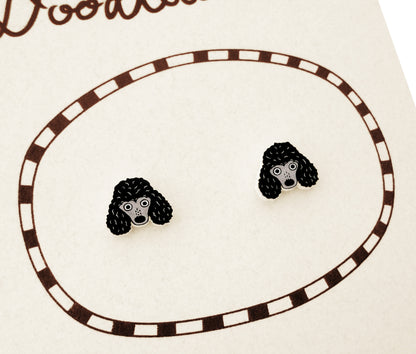 Tiny Black Poodle Stud Earrings | Hypoallergenic Dog Lover Gift