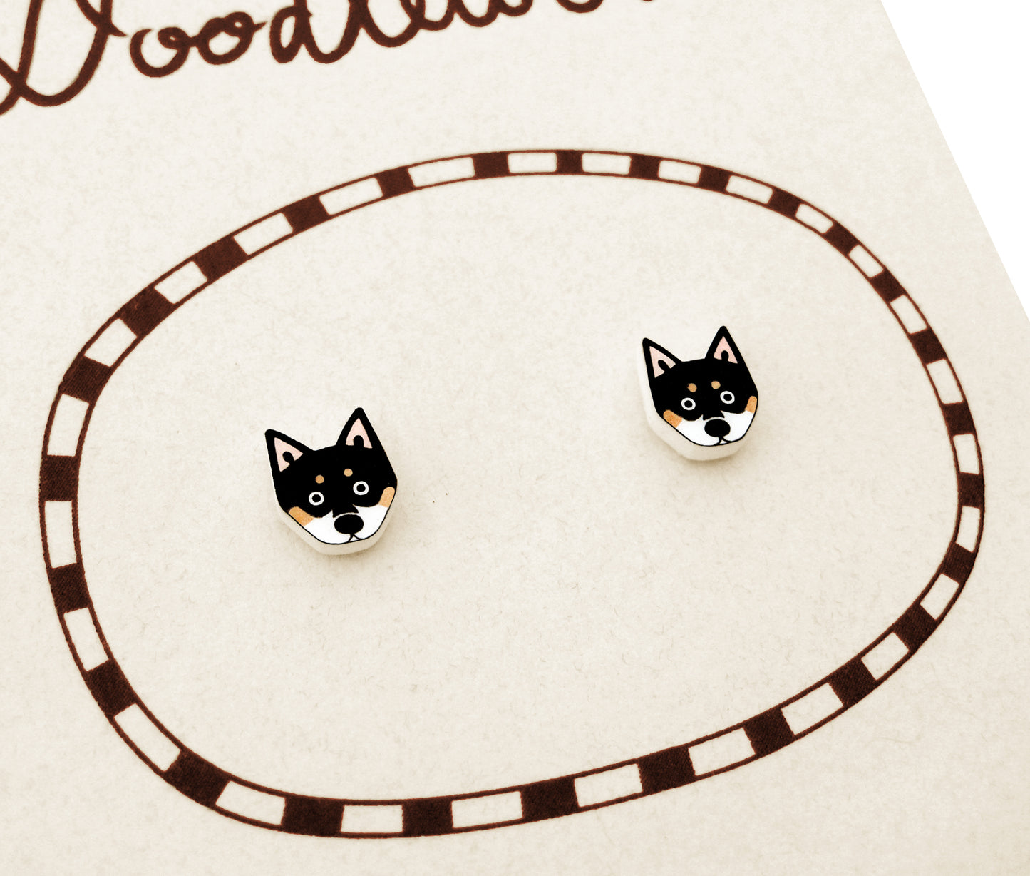 Tiny Black & Tan Shiba Inu Stud Earrings | Hypoallergenic Dog Jewelry