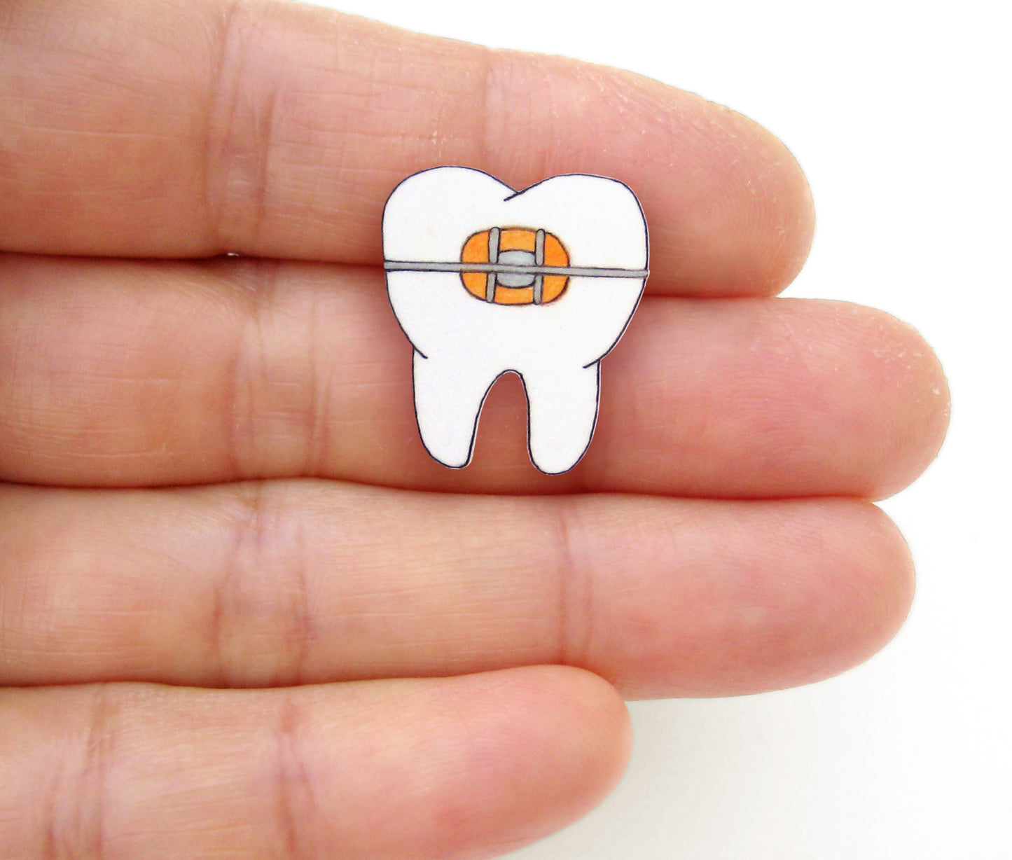 Braces Teeth Orthodontist Pin | Handmade Shrink Plastic Dental Jewelry