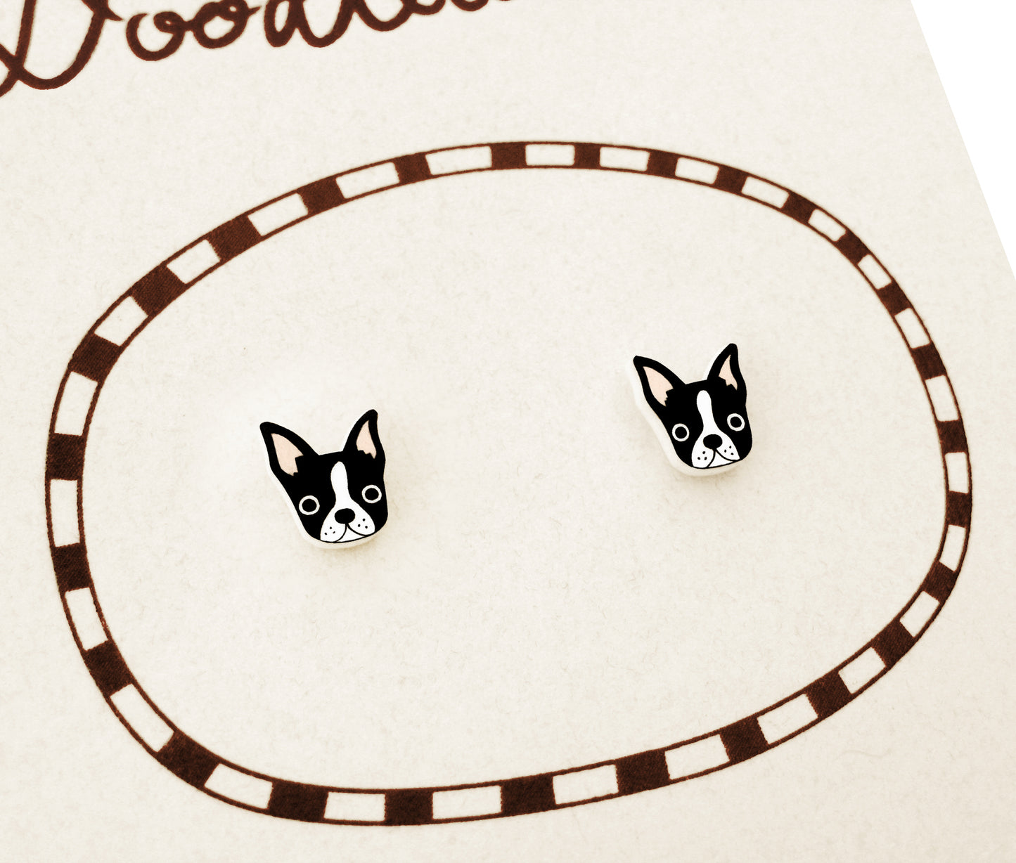 Tiny Boston Terrier Stud Earrings | Hypoallergenic Dog Mom Gift