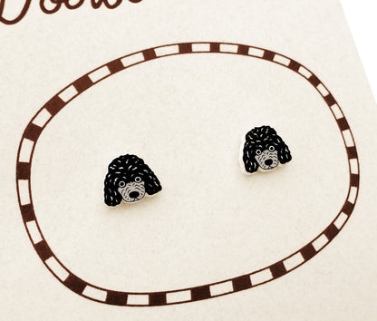 Tiny Black Cockapoo Poodle Stud Earrings | Hypoallergenic Handmade Jewelry