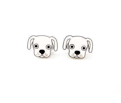 Tiny White Boxer Stud Earrings | Hypoallergenic Dog Jewelry