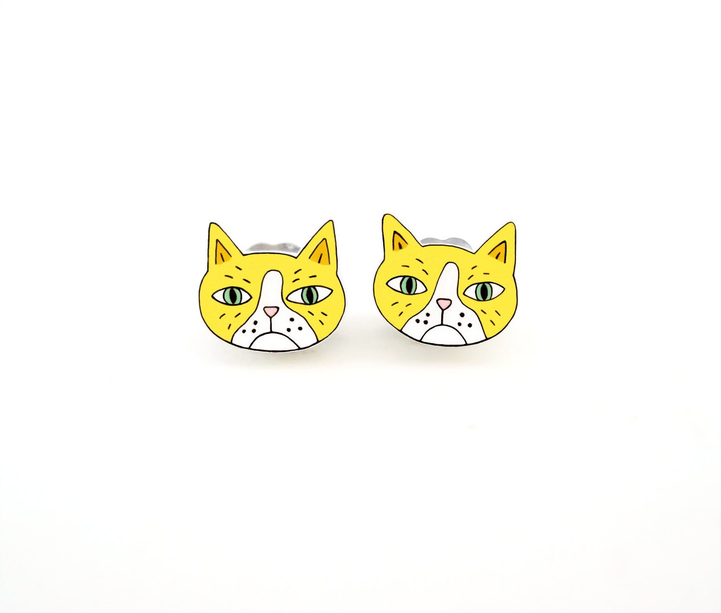 Yellow Cat Stud Earrings