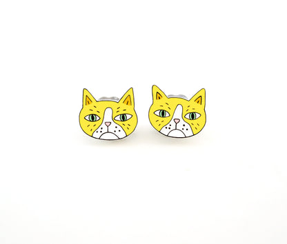 Yellow Cat Stud Earrings