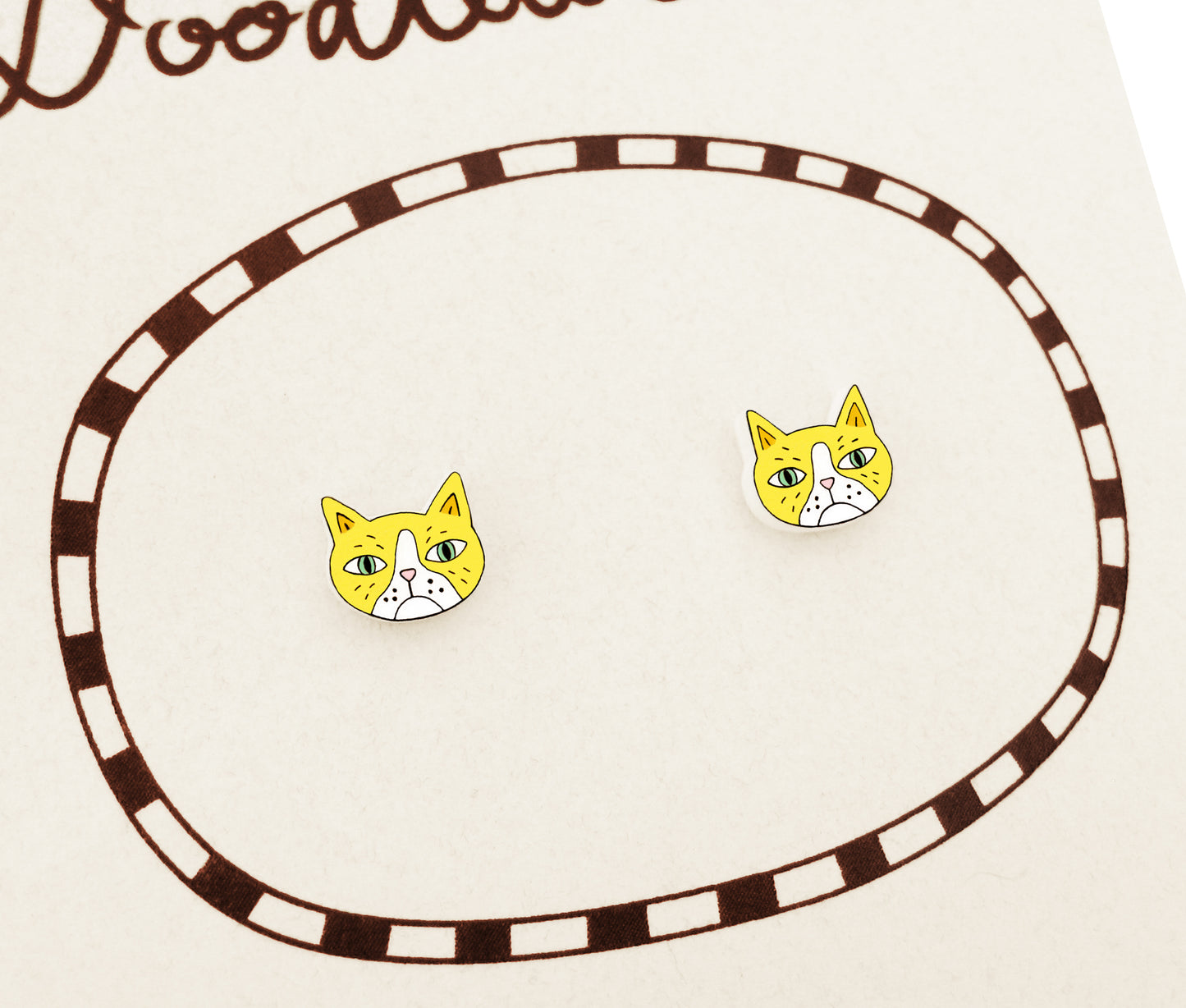 Yellow Cat Stud Earrings