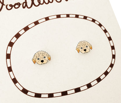 Tiny Labradoodle Goldendoodle Stud Earrings | Apricot Cream Dog Jewelry