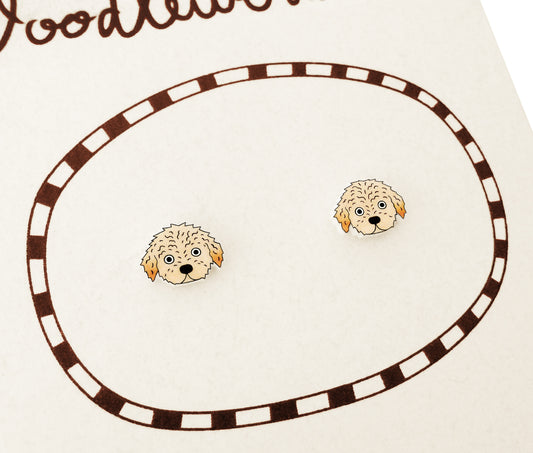 Tiny Labradoodle Goldendoodle Stud Earrings | Apricot Cream Dog Jewelry