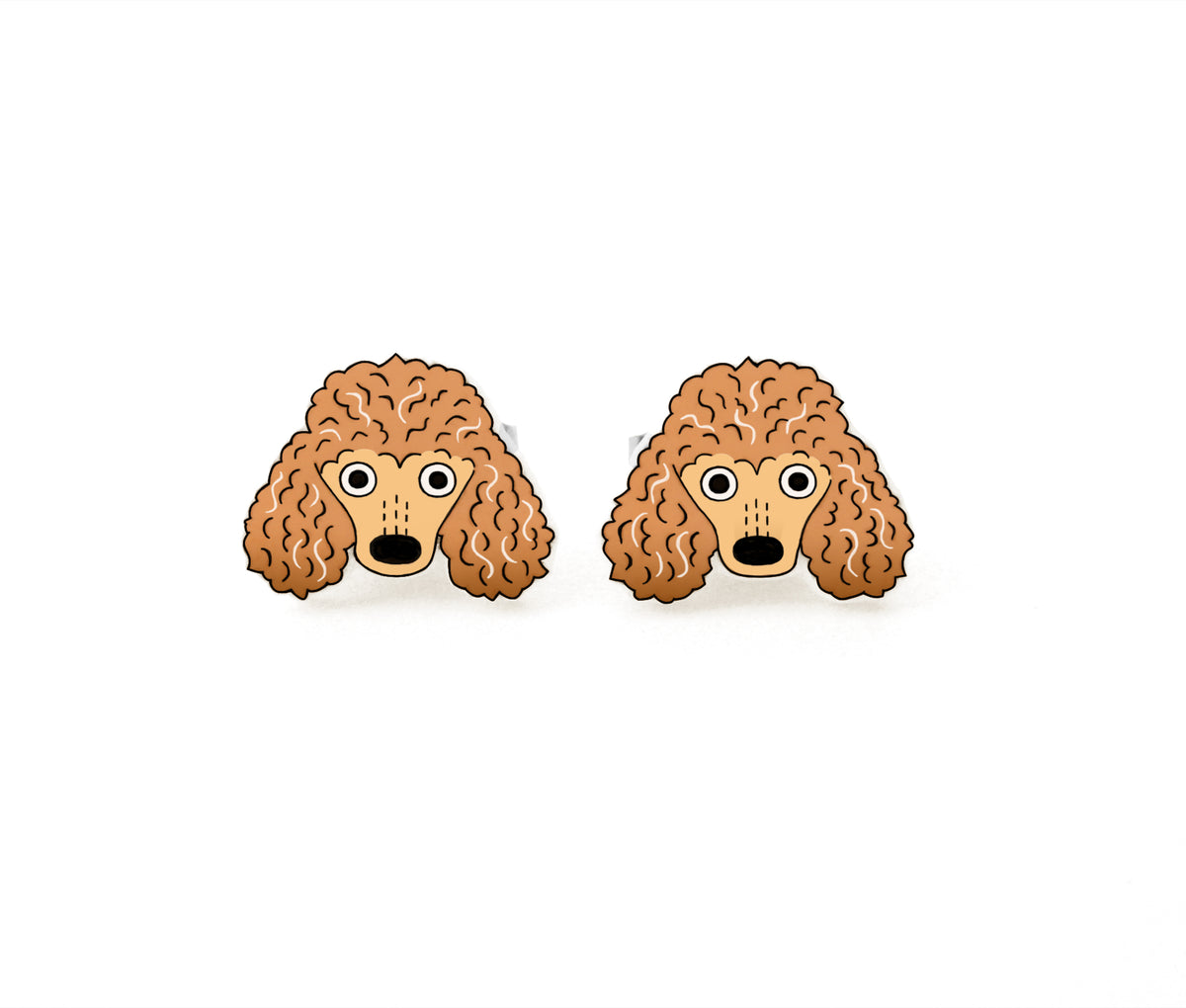 Tiny Apricot Poodle Stud Earrings | Hypoallergenic Handmade Dog Jewelry