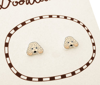 Tiny Cream Poodle Stud Earrings | Hypoallergenic Dog Jewelry
