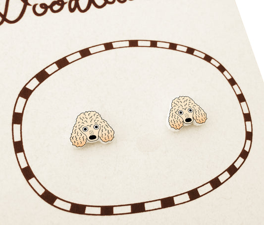 Tiny Cream Poodle Stud Earrings | Hypoallergenic Dog Jewelry