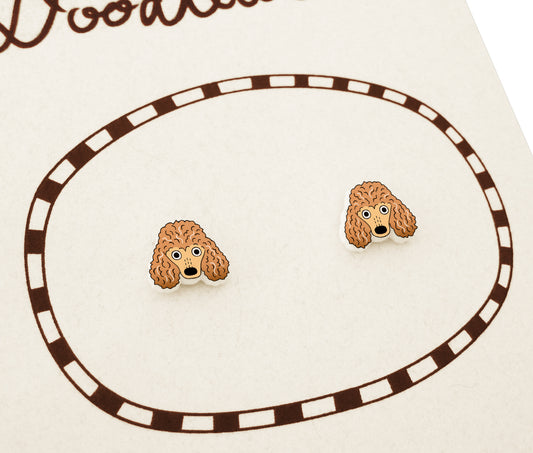 Apricot Red Poodle Stud Earrings