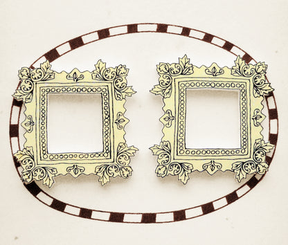 Cream Yellow Picture Frame Stud Earrings