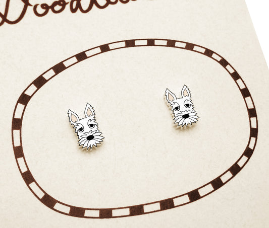 White Scottish Terrier Stud Earrings