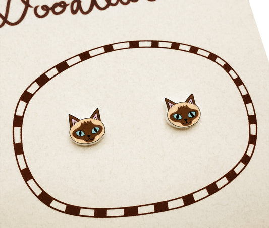 Siamese Cat Stud Earrings