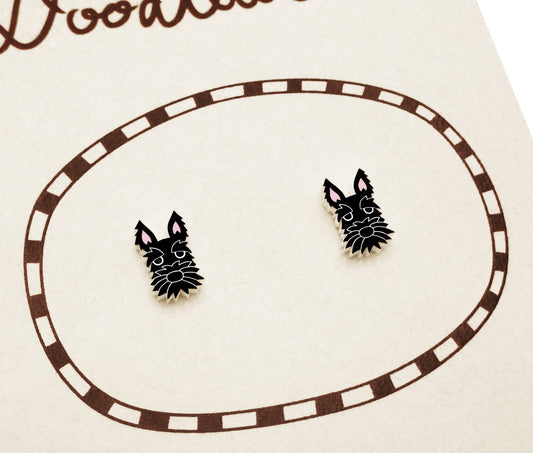 Tiny Black Scottish Terrier Stud Earrings | Hypoallergenic Handmade Dog Jewelry