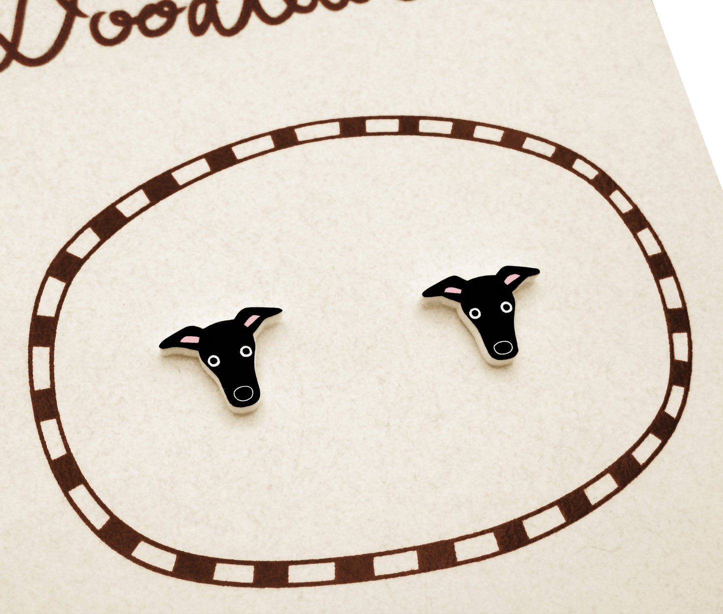 Tiny Black Italian Greyhound Whippet Stud Earrings | Hypoallergenic Dog Jewelry