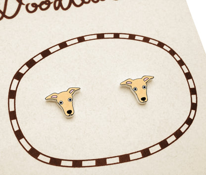 Tiny Fawn Italian Greyhound Whippet Stud Earrings | Hypoallergenic Dog Jewelry