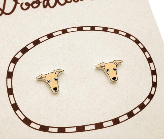 Tiny Fawn Italian Greyhound Whippet Stud Earrings | Hypoallergenic Dog Jewelry