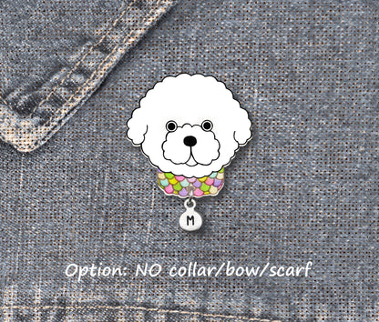 Bichon Frise Dog Pin | Unique White Fluffy Dog Jewelry