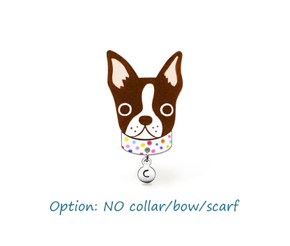 Brown Red Boston Terrier Pin | Handmade Dog Mom Gift