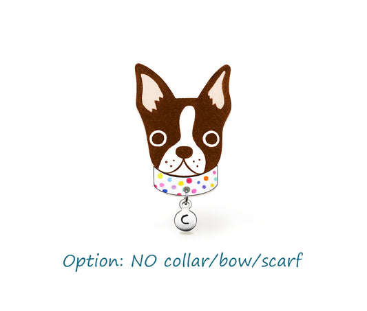 Brown Red Boston Terrier Pin | Handmade Dog Mom Gift