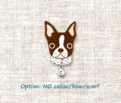Brown Red Boston Terrier Pin | Handmade Dog Mom Gift