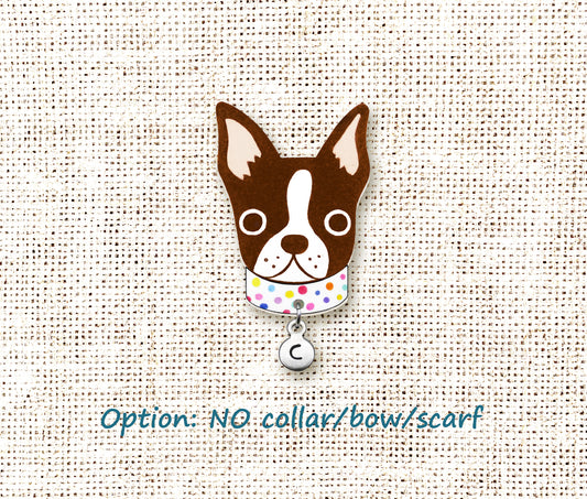 Brown Red Boston Terrier Pin | Handmade Dog Mom Gift