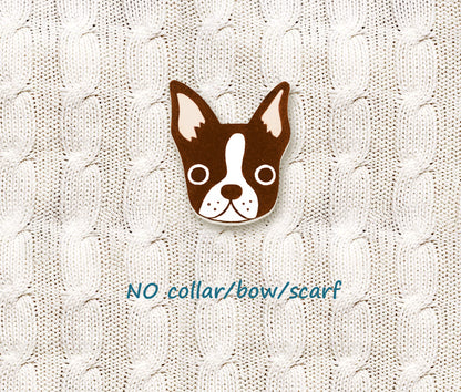 Brown Red Boston Terrier Pin | Handmade Dog Mom Gift
