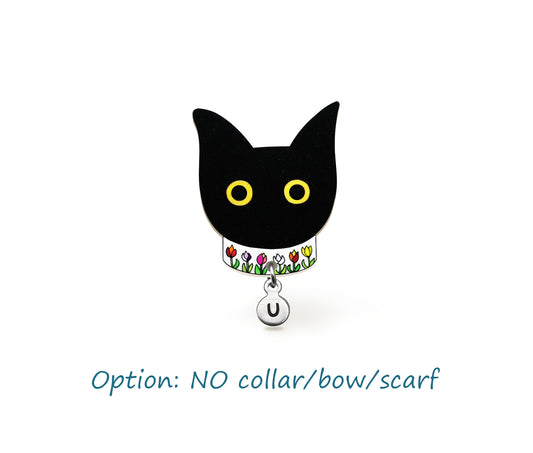 Black Cat Pin | Handcrafted Cute Halloween Brooch