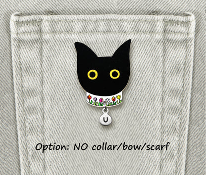 Black Cat Pin | Handcrafted Cute Halloween Brooch
