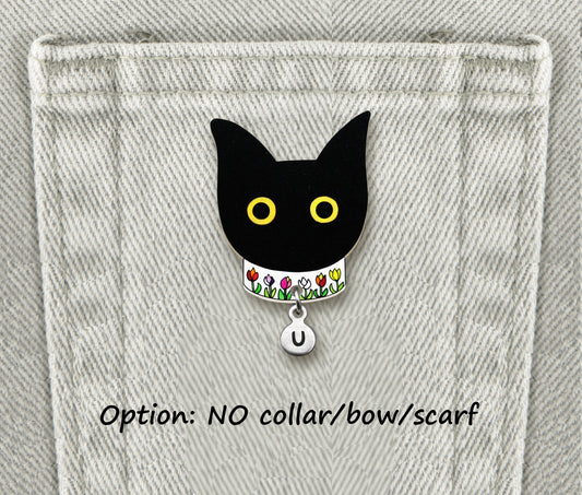 Black Cat Pin | Handcrafted Cute Halloween Brooch