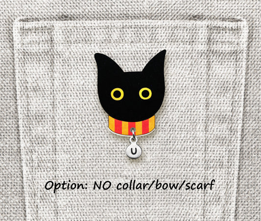 Black Cat Pin | Handcrafted Cute Halloween Jewelry