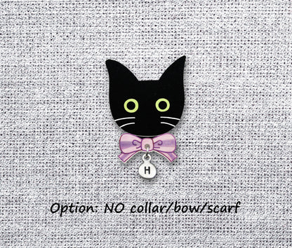 Black Cat with White Whiskers Pin | Handcrafted Cute Halloween Brooch