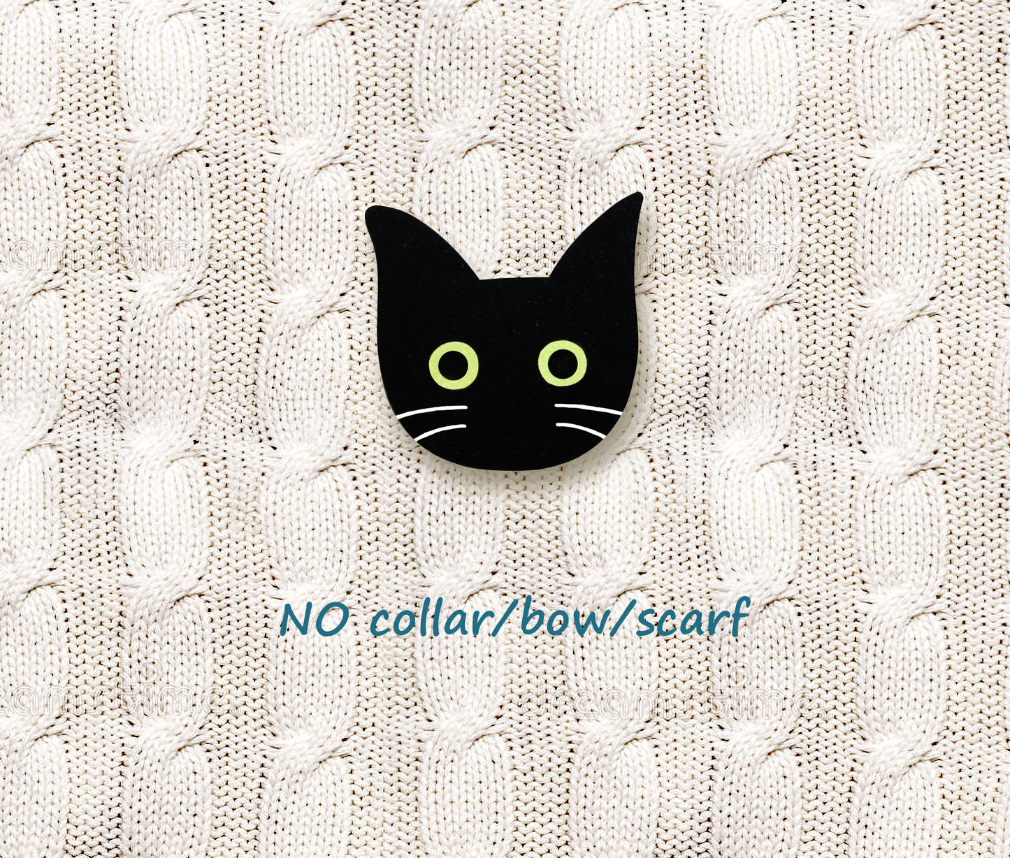 Black Cat with White Whiskers Pin | Handcrafted Cute Halloween Brooch