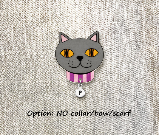 Blue British Shorthair Cat Pin | Unique Gray Cat Brooch