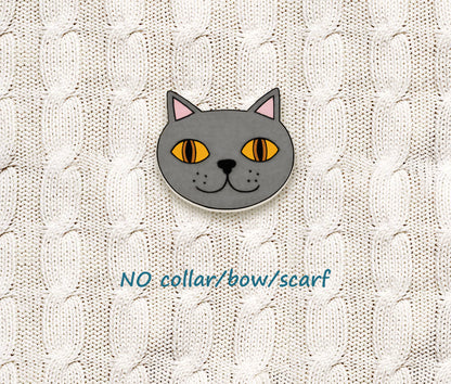 Blue British Shorthair Cat Pin | Unique Gray Cat Brooch