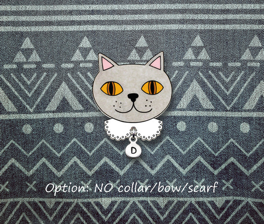Lilac British Shorthair Cat Pin | Unique Handmade Pet Brooch
