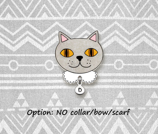 Lilac British Shorthair Cat Pin | Unique Handmade Pet Brooch