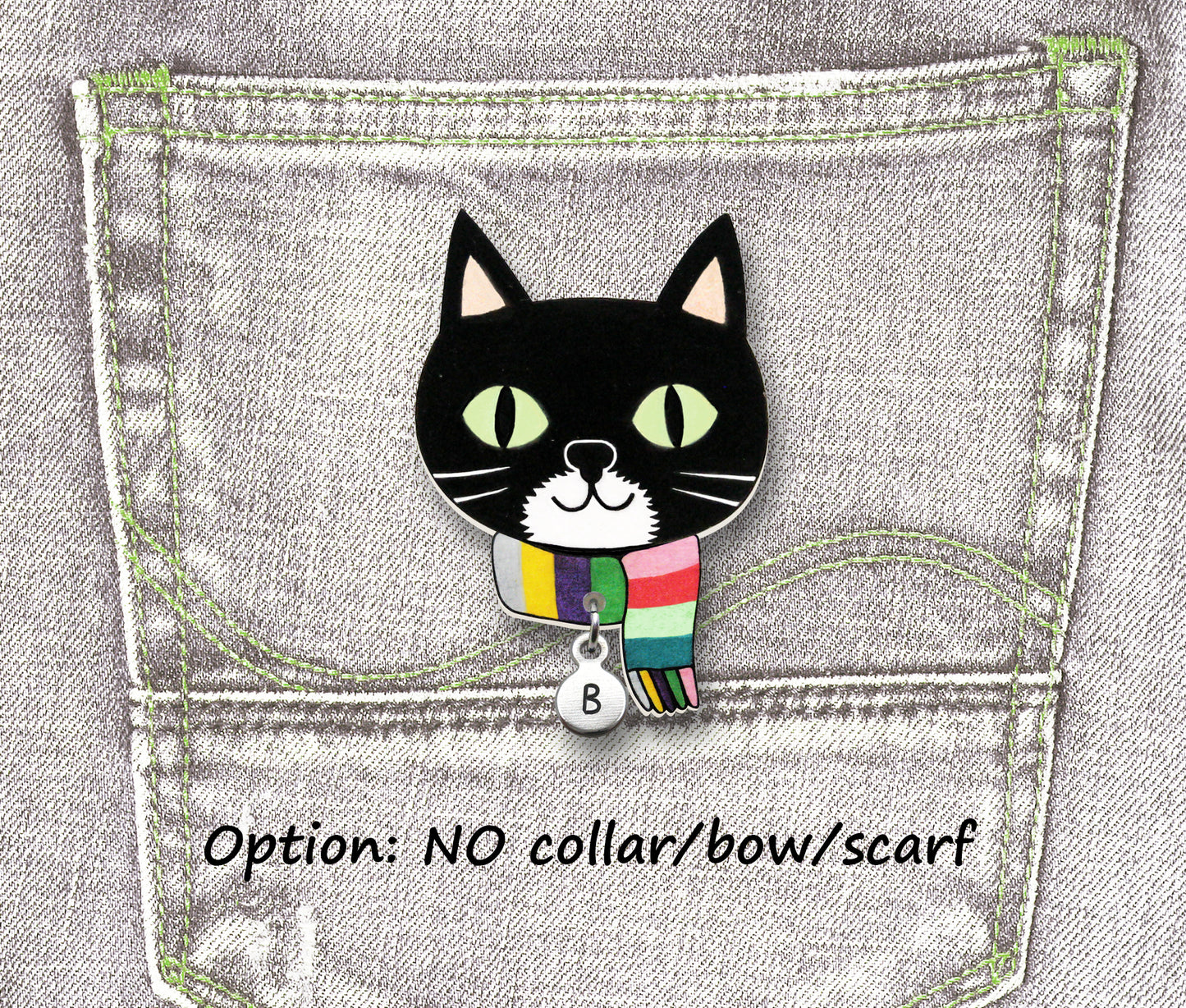 Black & White Tuxedo Cat Pin #2 | Personalized Pet Lover Gift