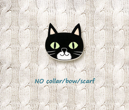 Black & White Tuxedo Cat Pin #2 | Personalized Pet Lover Gift