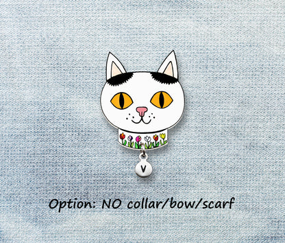 Black & White Tuxedo Cat Pin #4 | Personalized Pet Lover Badge