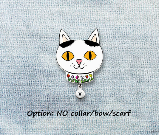Black & White Tuxedo Cat Pin #4 | Personalized Pet Lover Badge