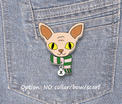 Sphynx Hairless Cat Pin | Beige Cream Fawn Cat Brooch