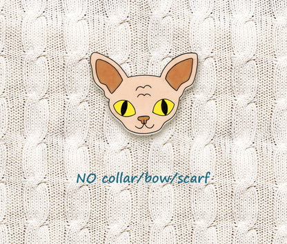 Sphynx Hairless Cat Pin | Beige Cream Fawn Cat Brooch
