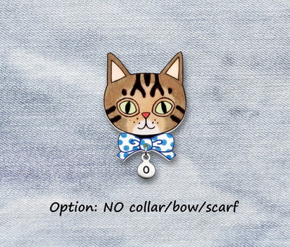 Brown Tabby Cat Pin | Handcrafted Pet Brooch