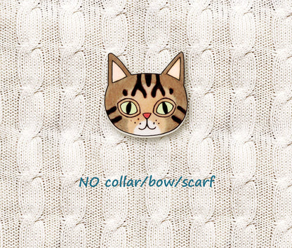Brown Tabby Cat Pin | Handcrafted Pet Brooch