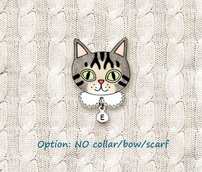 Gray Tabby Cat Pin | Unique Feline Brooch